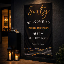 Black Gold Sixty Birthday Sign 横断幕