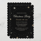 Black Gold Snowflake Elegant Christmas Party 招待状 (正面/裏面)