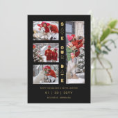 Black & Gold Sophisticated 4 Multi-Photos Collage セーブザデート (スタンド正面)