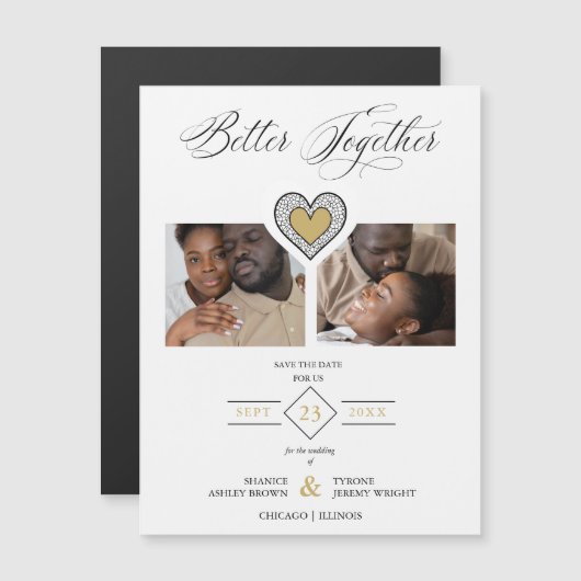 Black & Gold Sophisticated Better Together Quote  (正面/裏面)