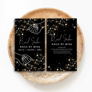 Black Gold Specks Hand Nail Salon 名刺