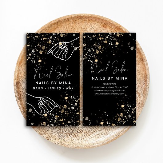 Black Gold Specks Hand Nail Salon 名刺