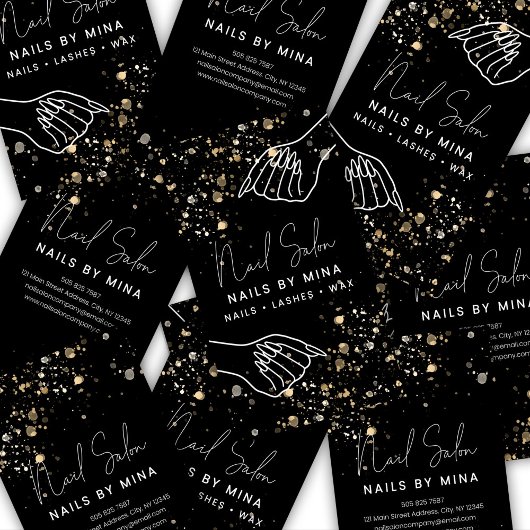 Black Gold Specks Hand Nail Salon 名刺