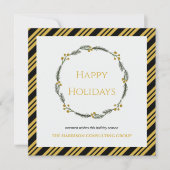 Black Gold Strip Wreath Corporate Logo QR Code  シーズンカード (正面)