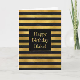 Black Gold Stripes Birthday カード