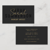 Black Gold Stylish Makeup Artist Beauty Salon 名刺 (正面/裏面)