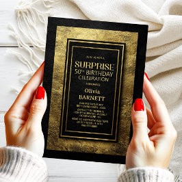 Black Gold Surprise 50th Birthday Party 招待状
