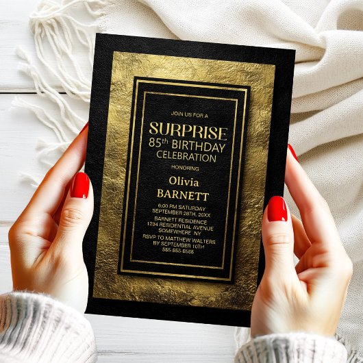 Black Gold Surprise 85th Birthday Party 招待状