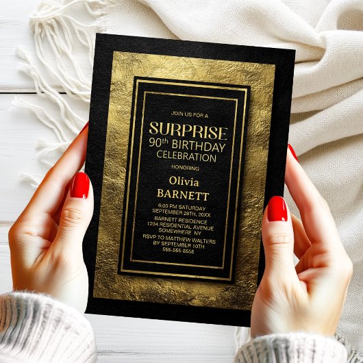 Black Gold Surprise 90th Birthday Party 招待状