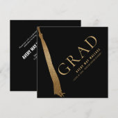 Black Gold Tassel Unique Graduation Custom  招待状 (正面/裏面)