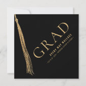 Black Gold Tassel Unique Graduation Custom  招待状 (正面)