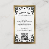 Black Gold Tattoo Artist Skeleton Floral Rose 名刺 (裏面)