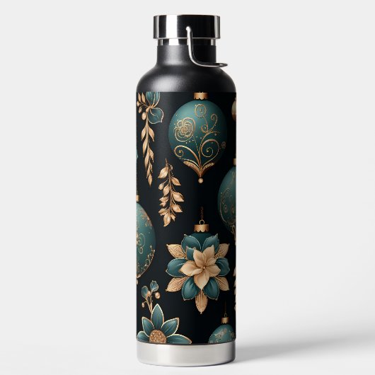 BLACK GOLD TEAL HOLIDAY CHRISTMAS ORNAMENTS ウォーターボトル (左面)