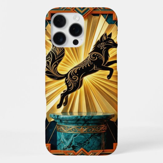 Black Gold Teal iPhone 16 Pro Max Case  iPhoneケース (裏面)