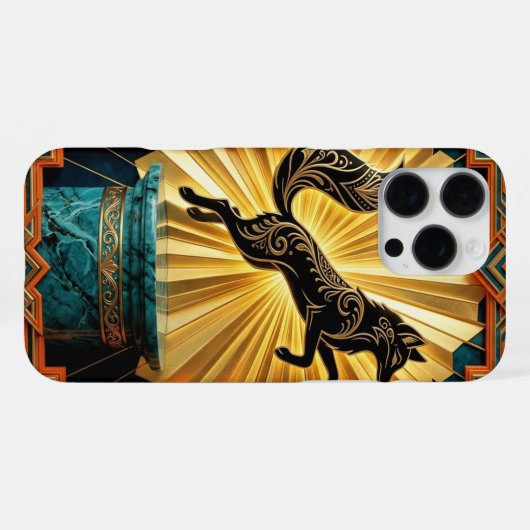 Black Gold Teal iPhone 16 Pro Max Case iPhoneケース (裏面横)