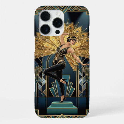 Black Gold Teal iPhone 16 Pro Max Case iPhoneケース (裏面)