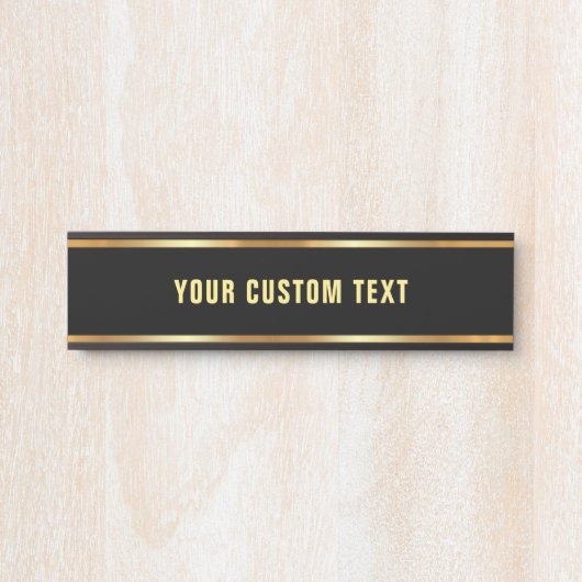 Black & Gold Template Your Custom Text Elegant サインプレート (正面)