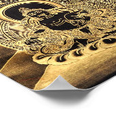 Black & Gold Tibetan Buddhist Art ポスター (角)