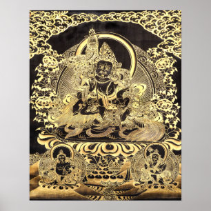 Black & Gold Tibetan Buddhist Art ポスター