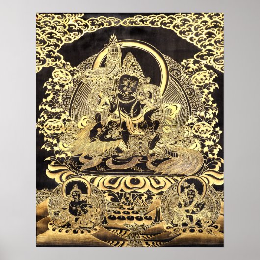Black & Gold Tibetan Buddhist Art ポスター (正面)