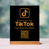 Black Gold TikTok QRコード ビジネス名 フォロー アクリルサイン (ニュートラル)