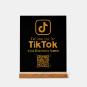 Black Gold TikTok QRコード ビジネス名 フォロー アクリルサイン (正面)
