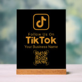 Black Gold TikTok QR Code Business Name Follow Us アクリルサイン (ニュートラル)