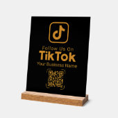 Black Gold TikTok QR Code Business Name Follow Us アクリルサイン (傾斜)