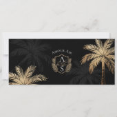 Black Gold Tropical Boarding Plane Ticket Wedding 招待状 (裏面)