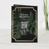 Black Gold Tropical Destination World Map Wedding 招待状 (裏面)