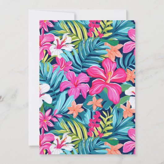 Black Gold Tropical Preppy Flowers Wedding 招待状 (裏面)