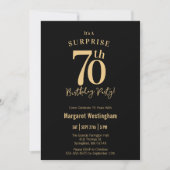 Black Gold Typography Surprise 70th Birthday 招待状 (正面)