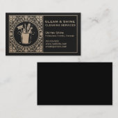 Black & Gold Unisex Cleaner Cleaning Service 名刺 (正面/裏面)