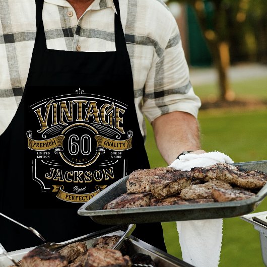 Black & Gold Vintage Aged To Perfection Birthday エプロン