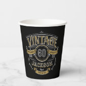 Black & Gold Vintage Aged To Perfection Birthday 紙コップ (正面)