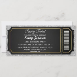 Black Gold VIP Party Ticket Birthday Invitation 招待状