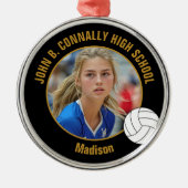 Black Gold Volleyball Player Photo Christmas メタルオーナメント (正面)