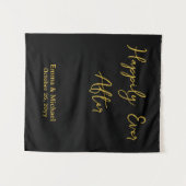 Black & Gold Wedding Banner Personalized Reception タペストリー (正面(横))