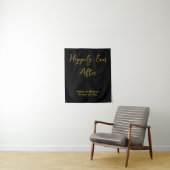 Black & Gold Wedding Banner Personalized Reception タペストリー (インサイチュ)