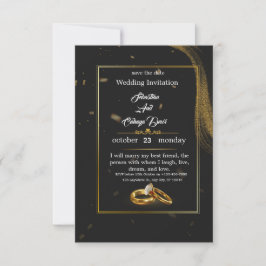 	Black Gold Wedding Invitation 招待状