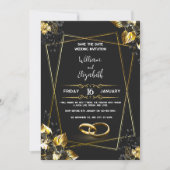 Black & Gold Wedding Invitation Card 招待状 (正面)