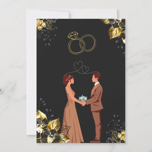 Black & Gold Wedding Invitation Card 招待状 (裏面)