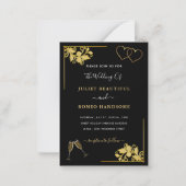 Black Gold Wedding Invitation Example with Hearts ノートカード (正面)