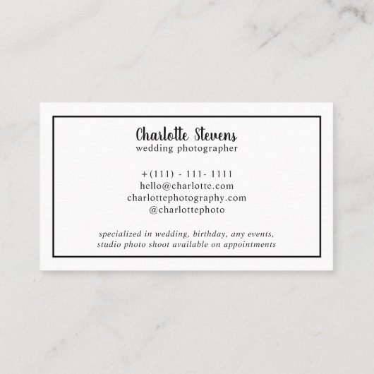 Black gold wedding photographer collage 名刺 (裏面)