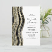 Black Gold White Agate Elegant Bridal Shower 招待状 (スタンド正面)