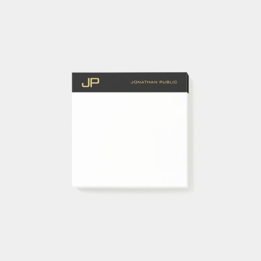 Black Gold White Elegant Simple Template Monogram ポストイット (正面)