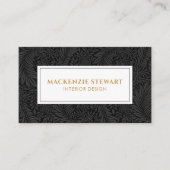 Black Gold White Vintage Botanical Professional 名刺 (正面)