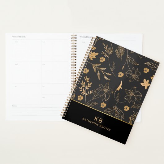 Black Gold Wildflowers floral bloom 2026  planner プランナー手帳 (ディスプレー)