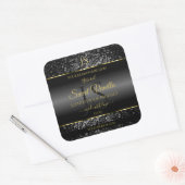 Black Gold with Glitter Initials Product Labels スクエアシール (封筒)