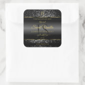 Black Gold with Glitter Initials Product Labels スクエアシール (バッグ)